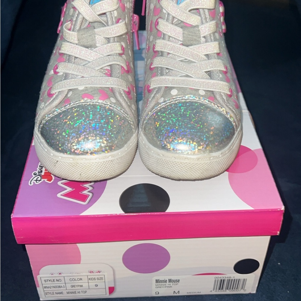 Kids Glitter Sneakers - Silver and Pink